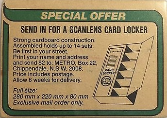 1980 scanlens vfl checklist card