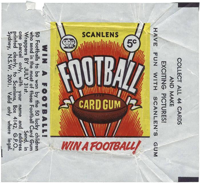 scanlens 1968 footy card wrapper vfl