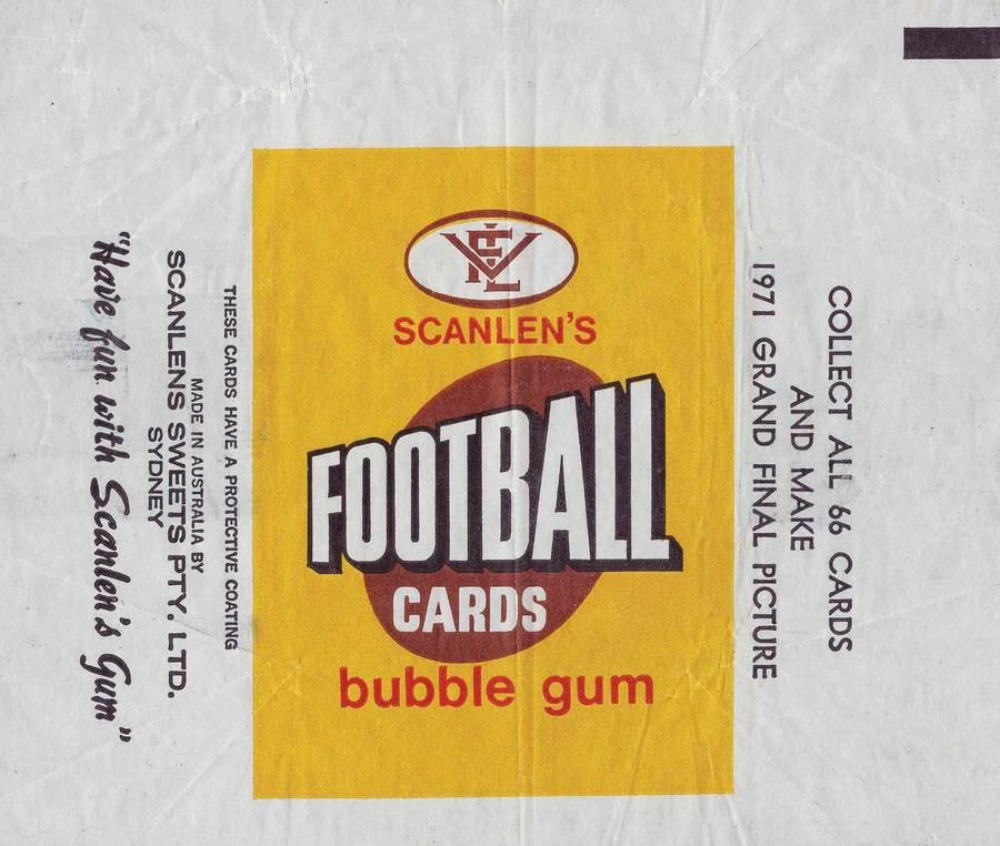 scanlens 1972 footy card wrapper vfl