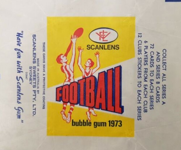 scanlens 1973 footy card wrapper vfl