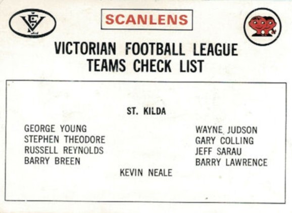 scanlens 1974 footy card checklist vfl
