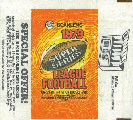 scanlens 1979 footy card wrapper vfl